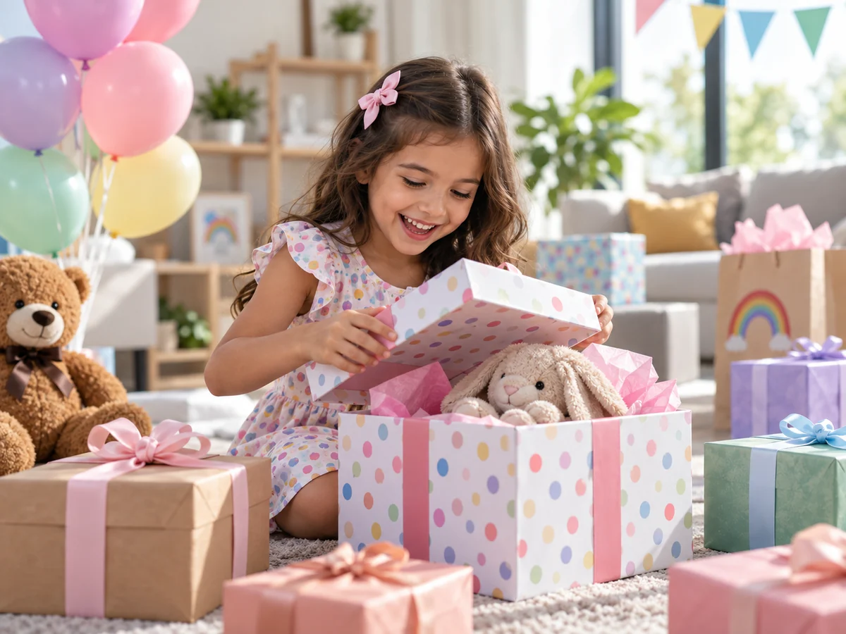 Pessoa abrindo um presente em uma comemoração de aniversário